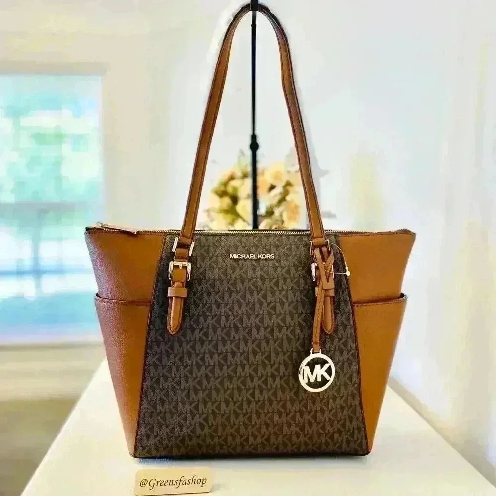 Michael Kors Charlotte Top Zip Tote shoulder bag brown - Picture 2 of 9